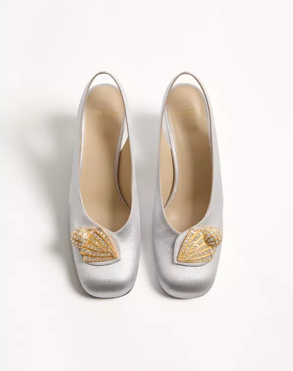 Valentino Adamantine Slingback Pumps In Glitter Fabric 60Mm - Image 5